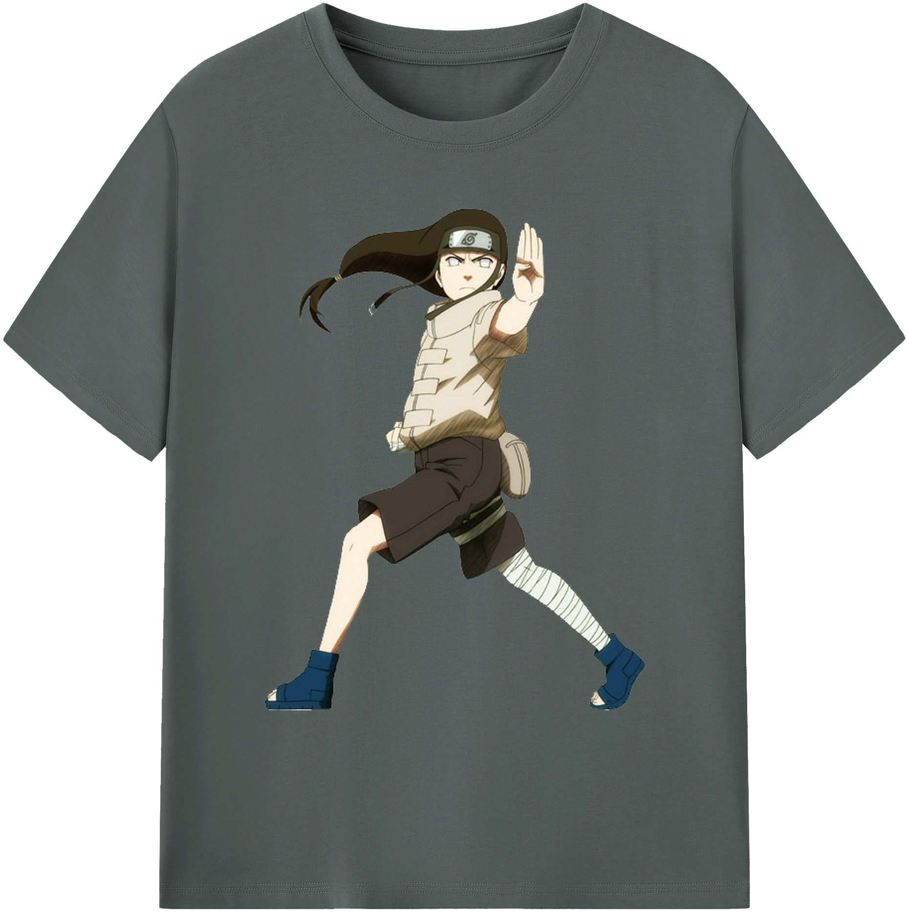 （画像用） NARUTO -ナルト- 日向ネジ Hyūga Neji 綿100％ メンズ半袖Tシャツ｜肌触りやわらか＆通気性
